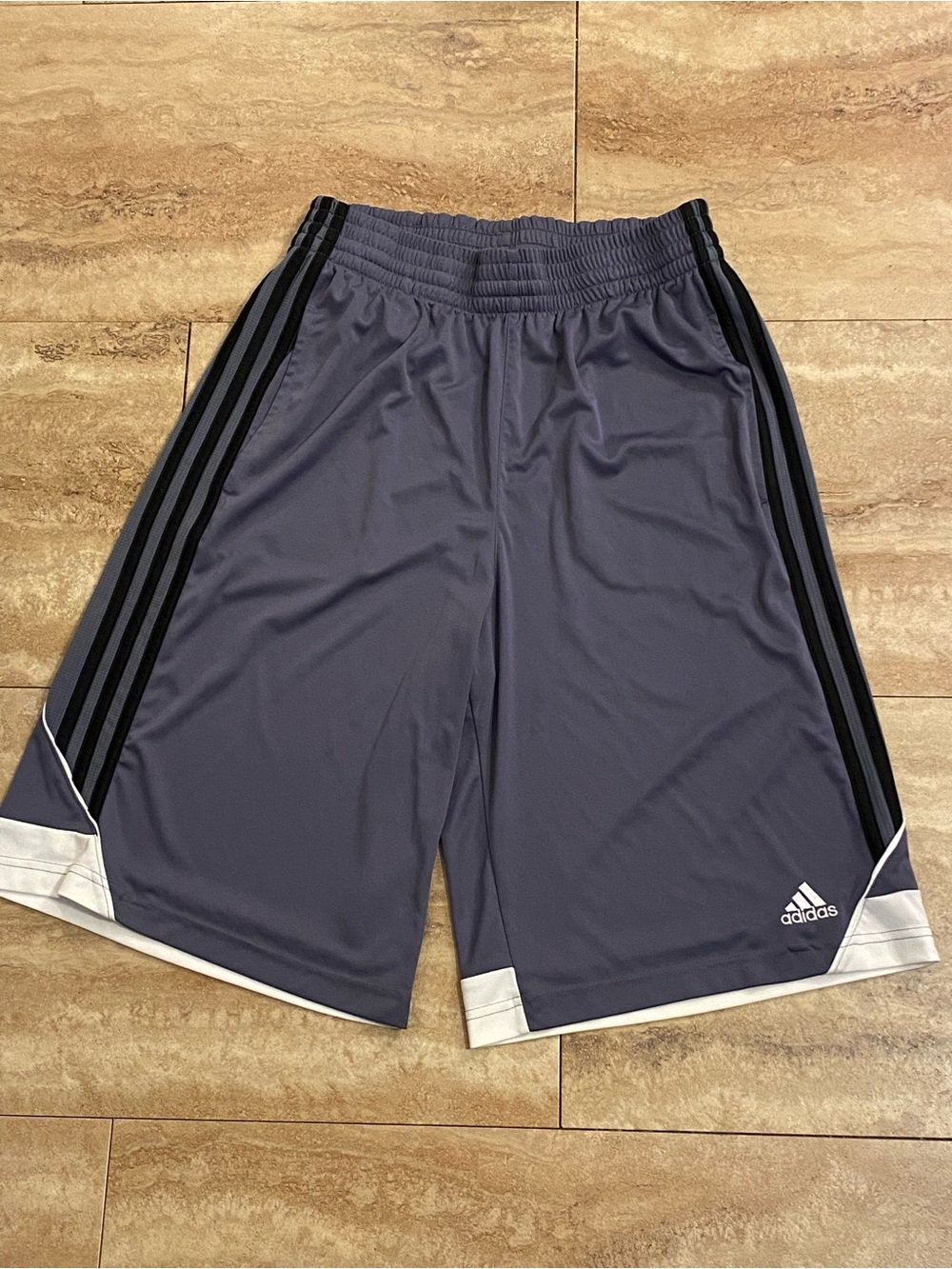 adidas Men's Y2K  Black Gray Athletic Shorts with Black Stripes and White Trim S